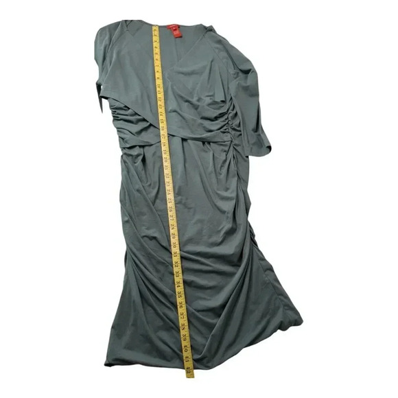 Sundance Womens Eternal Compliment Dress Green Faux Wrap Stretched Ruched Sz XL - Picture 12 of 14